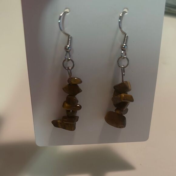 Brown Stone Dangle Earrings - Picture 1 of 1